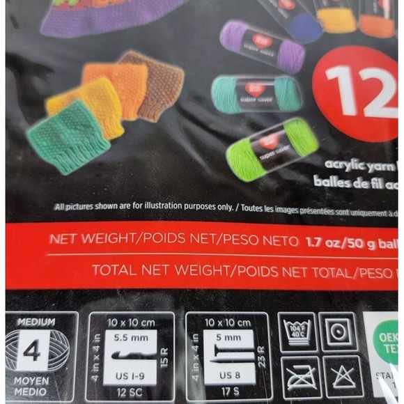 Spinrite Coats & Clark Red Heart Super Saver Super Yarn Craft Kit-12 Multi-Color - Picture 3 of 7